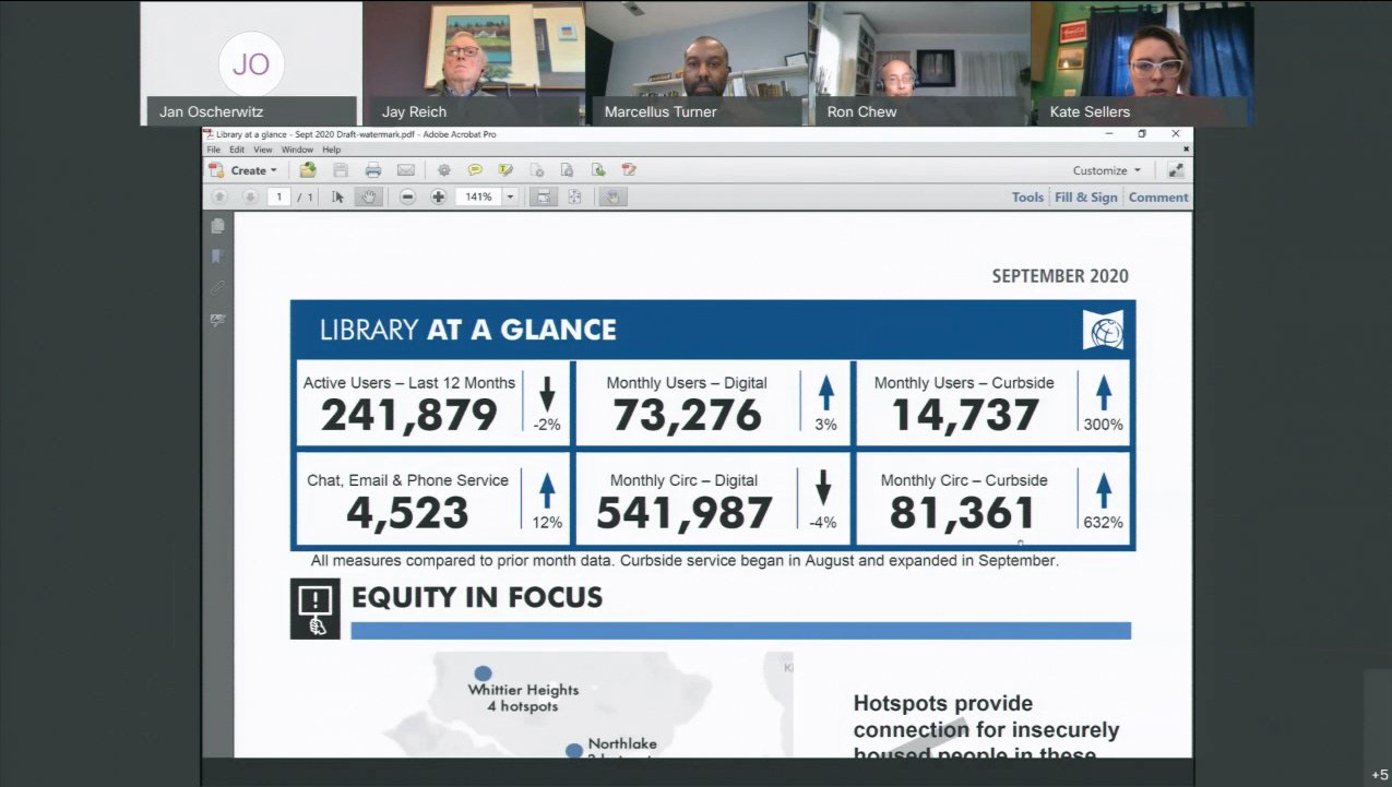 Seattle Public Library Board of Trustees Meeting of 10/22/2020 Seattle Public Library Board of Trustees Meeting of 10/22/2020