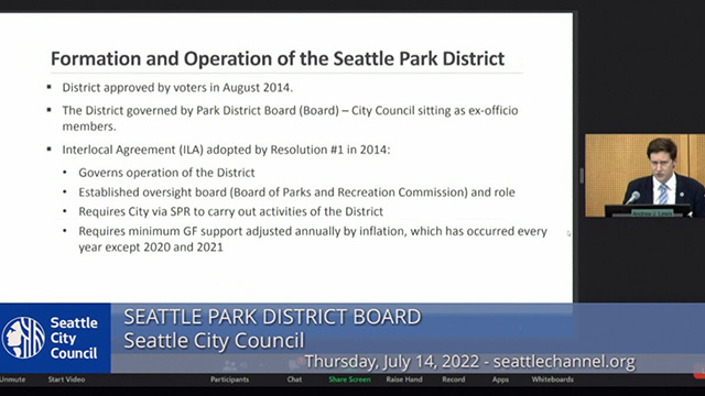 Seattle Park District Board Meeting & Public Hearing 7/14/22
