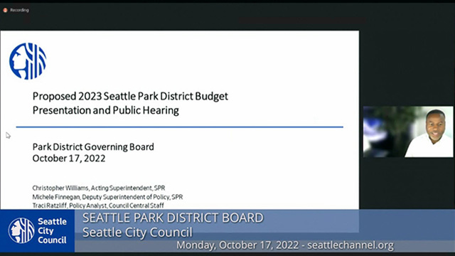 Seattle Park District Board - Special Meeting - Public Hearing 10/17/22