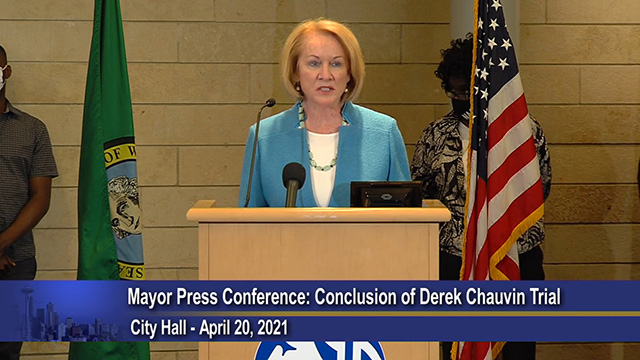 Mayor Durkan, Chief Diaz, Chief Scoggins, & community leaders remark on Derek Chavin trial verdict